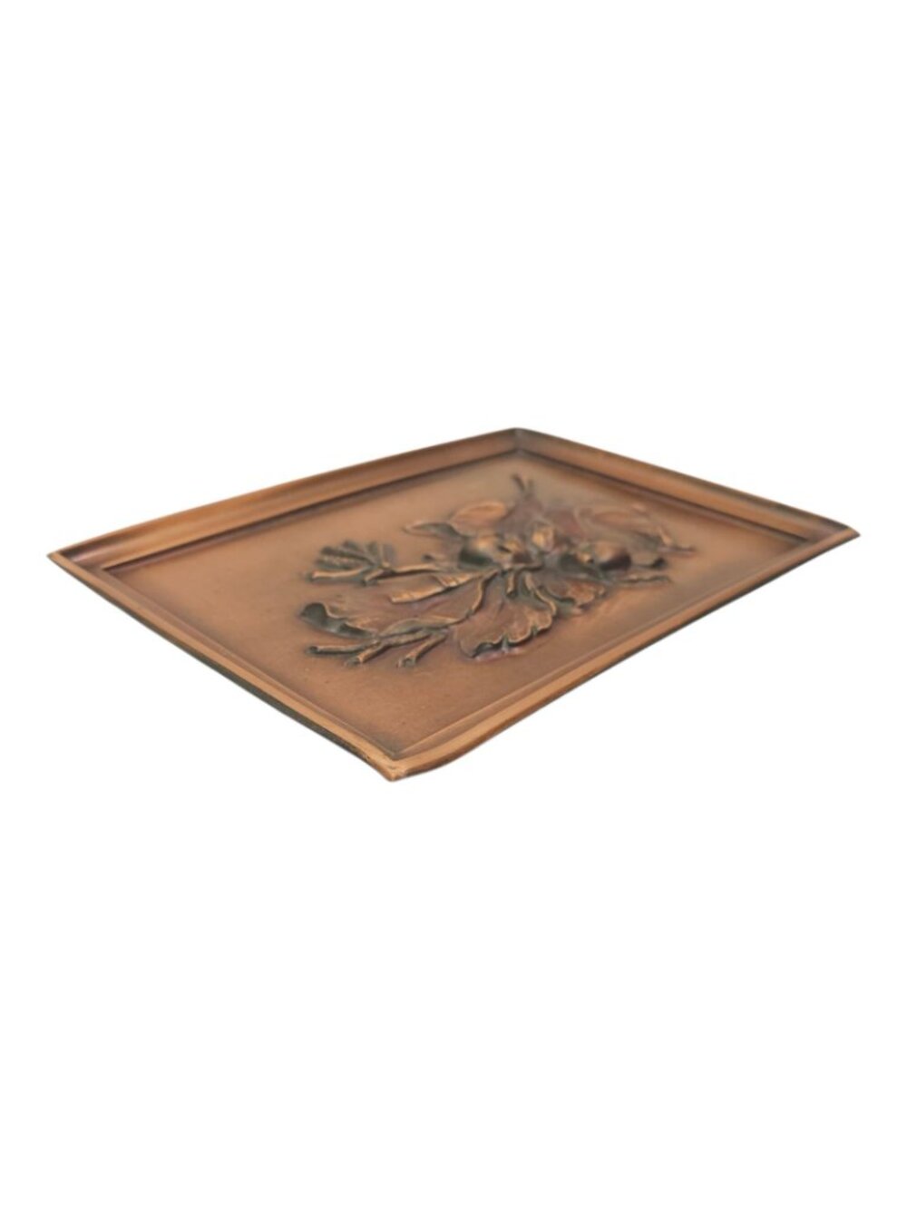 Albert Gilles Leaf Acorn Copper Wall Plaque Embossed Repousse Vintage Hanging - Picture 6 of 13